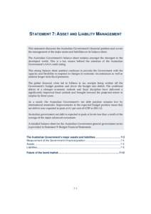 Budget Paper No. 1: Budget Strategy and Outlook - Statement 7: Asset and Liability Management