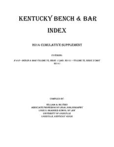 Kentucky Bench and Bar Index[removed]Supplement