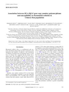 Immune system / Copy-number variation / Molecular biology / Chromosome 6 / HLA-DR / Human leukocyte antigen / Major histocompatibility complex /  class II /  DQ alpha 1 / Rheumatoid arthritis / HLA-DQ / Biology / Genetics / MHC Class II