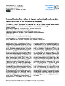 Atmos. Chem. Phys., 15, 223–240, 2015 www.atmos-chem-phys.net[removed]doi:[removed]acp[removed] © Author(s[removed]CC Attribution 3.0 License.  Seasonal in situ observations of glyoxal and methylglyoxal over the