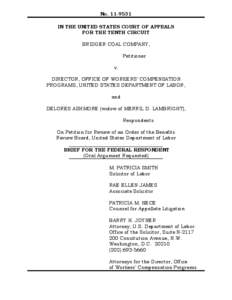 No[removed]IN THE UNITED STATES COURT OF APPEALS FOR THE TENTH CIRCUIT BRIDGER COAL COMPANY, Petitioner v.