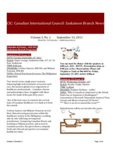 CIC: Canadian International Council: Saskatoon Branch News