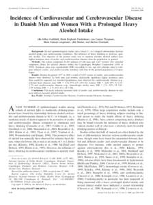 Incidence of Cardiovascular and Cerebrovascular Disease in Danish Men and Women With a Prolonged Heavy Alcohol Intake