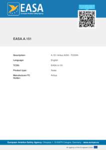 EASA.A.151  Description: A.151 Airbus A350 - TCDSN