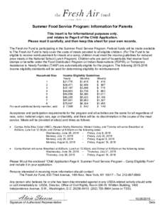 Microsoft Word - Food Service Information Sheet  Income GuidelinesCamp Only