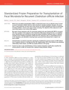 Standardized Frozen Preparation for Transplantation of Fecal Microbiota for Recurrent Clostridium difficile Infection