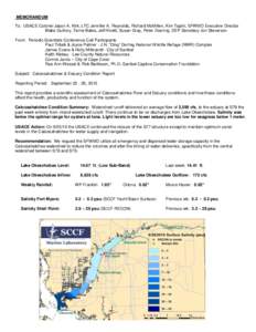 MEMORANDUM To: USACE Colonel Jason A. Kirk, LTC Jennifer A. Reynolds, Richard McMillen, Kim Taplin, SFWMD Executive Director Blake Guillory, Terrie Bates, Jeff Kivett, Susan Gray, Peter Doering, DEP Secretary Jon Stevers