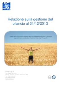 Relazione sulla gestione del bilancio alSirio S.p.A. Via Filippo ReFornace Zarattini – Ravenna (RA)