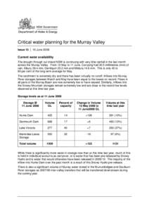 Critical water planning for the Murray Valley Issue 15  |  16 June 2008