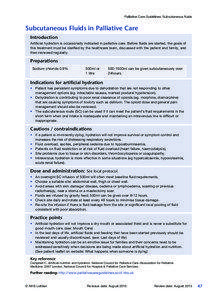 Palliative Care Guidelines: Subcutaneous fluids  Subcutaneous Fluids in Palliative Care