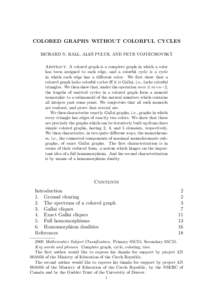 COLORED GRAPHS WITHOUT COLORFUL CYCLES ˇ PULTR, AND PETR VOJTECHOVSK ˇ ´ RICHARD N. BALL, ALES Y