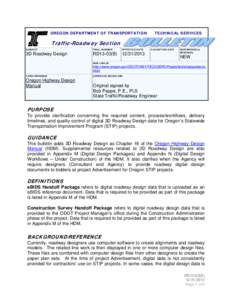 OREGON DEPARTMENT OF TRANSPORTATION  TECHNICAL SERVICES Traffic-Roadway Section SUBJECT