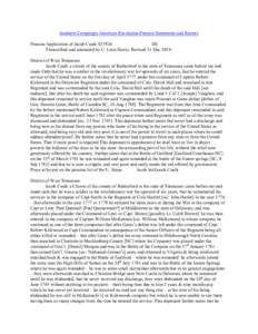 Southern Campaigns American Revolution Pension Statements and Rosters Pension Application of Jacob Caulk S37824 DE Transcribed and annotated by C. Leon Harris. Revised 11 Dec[removed]District of West Tennessee Jacob Caulk 