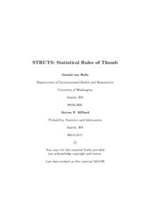 STRUTS: Statistical Rules of Thumb Gerald van Belle Departments of Environmental Health and Biostatistics University of Washington Seattle, WA[removed]