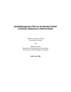 Management Plan for the Banded Killifish (Fundulus diaphanus): Newfoundland Population