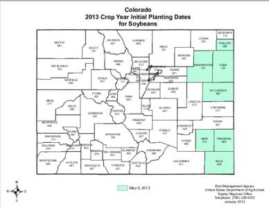 Colorado 2013 Crop Year Initial Planting Dates for Soybeans MOFFAT 081