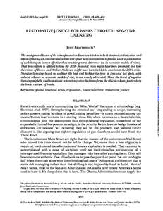 doi:[removed]bjc/azp038  BRIT. J. CRIMINOL[removed], 439–450 Advance Access publication 30 May[removed]RESTORATIVE JUSTICE FOR BANKS THROUGH NEGATIVE