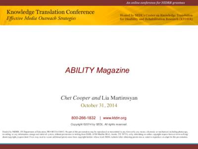 ABILITY Magazine  Chet Cooper and Lia Martirosyan October 31, 2014