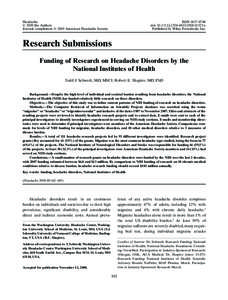 National Institutes of Health / Bethesda /  Maryland / Cancer research / Nursing research / Migraine / National Institute of Neurological Disorders and Stroke / National Institute of Mental Health / National Center for Complementary and Alternative Medicine / Computer Retrieval of Information on Scientific Projects / Headaches / Medicine / Health