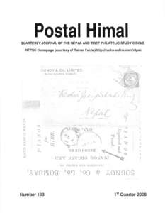 Postal Himal QUARTERLY JOURNAL OF THE NEPAL AND TIBET PHILATELIC STUDY CIRCLE NTPSC Homepage (courtesy of Rainer Fuchs) http://fuchs-online.com/ntpsc ;OUNDY & Co., L1MITED
