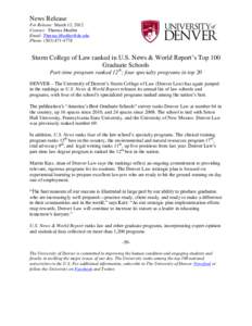 News Release For Release: March 12, 2012 Contact: Theresa Mueller Email: [removed] Phone: ([removed]