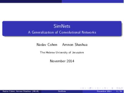 SimNets A Generalization of Convolutional Networks Nadav Cohen Amnon Shashua