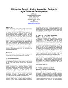 Human–computer interaction / Usability / Technical communication / Software project management / Formal methods / Agile software development / Alan Cooper / Software development process / User interface design / Software development / Software / Humanâ€“computer interaction