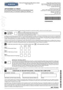 Advanced Surgical Design & Manufacture Limited ABN[removed]APPOINTMENT OF PROXY  For personal use only