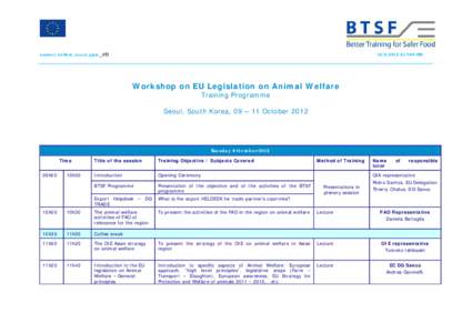 Workshop on EU Legislation on Animal Welfare