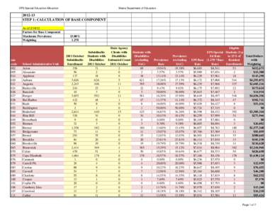 EPS Special Education Allocation  Maine Department of Education[removed]STEP 1: CALCULATION OF BASE COMPONENT