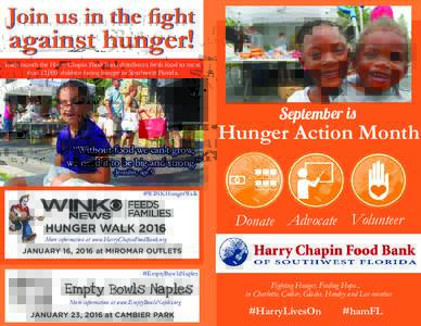 Join us in the fight  against hunger! Each month the Harry Chapin