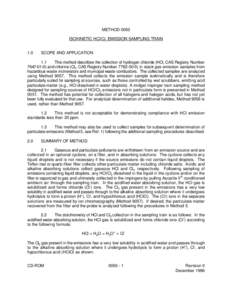 METHOD 0050 ISOKINETIC HCl/Cl2 EMISSION SAMPLING TRAIN 1.0 SCOPE AND APPLICATION