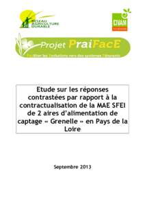 Etude sur les réponses contrastées par rapport à la contractualisation de la MAE SFEI de 2 aires d’alimentation de captage « Grenelle » en Pays de la Loire