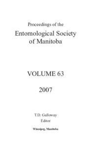 Proceedings of the  Entomological Society of Manitoba  VOLUME 63