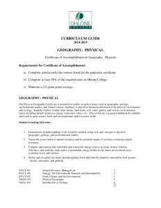 Geography: Physical Certificate of Accomplishment[removed]Curriculum Guide - Ohlone College