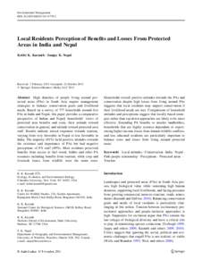 Environmental Management DOIs00267Local Residents Perception of Benefits and Losses From Protected Areas in India and Nepal Krithi K. Karanth • Sanjay K. Nepal