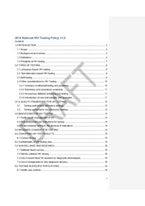 2014 National HIV Testing Policy v1.0 Contents 1.0 INTRODUCTION ................................................................................................................. 3 1.1 Scope ..............................