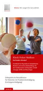 Wicker. Wir sorgen für Gesundheit.  Klinik Hoher Meißner Bad Sooden-Allendorf Fachklinik für Physikalisch-Rehabilitative Medizin und Schmerzbehandlung mit