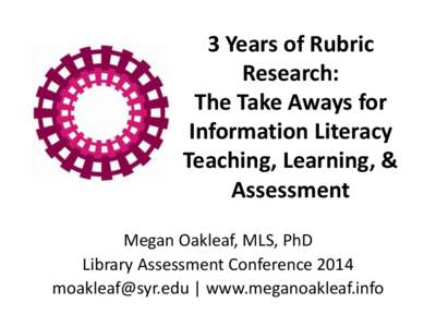 3 Years of Rubric Research: The Take Aways for Information Literacy Teaching, Learning, & Assessment