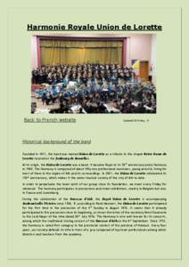 Harmonie Royale Union de Lorette  Back to French website Updated 2014 May, 31