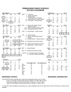 PENNSAUKEN PUBLIC SCHOOLS[removed]CALENDAR SEPTEMBER M T W