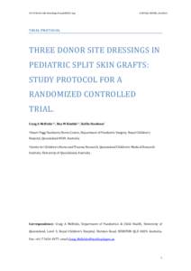 rct of donor site dressings in paediatric ssg  mcbride, kimble, stockton TRIAL PROTOCOL