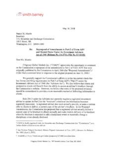 c f i smith barney  May 16,2008 Nancy M. Morris Secretary U.S. Securities and Exchange Commission