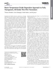 Room Temperature Oxide Deposition Approach to Fully Transparent, All&#x02010;Oxide Thin&#x02010;Film Transistors