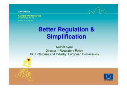 Better Regulation & Simplification Michel Ayral Director – Regulatory Policy DG Enterprise and Industry, European Commission