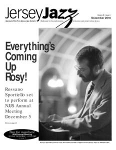 Volume 38 • Issue 11  December 2010 Journal of the New Jersey Jazz Society  Dedicated to the performance,
