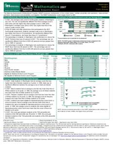 The National Assessment of Educational Progress (NAEP) assesses mathematics in five content areas: number properties and operations; measurement; geometry; data analysis and probability; and algebra. The NAEP mathematics