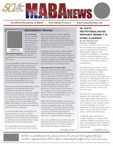 The Official Newsletter of MABA  | 2010 Volume 6, Issue 2