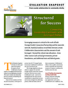 E VA L UAT I O N S N A P S H O T From county collaboration to community vitality Structured for Success Connecting