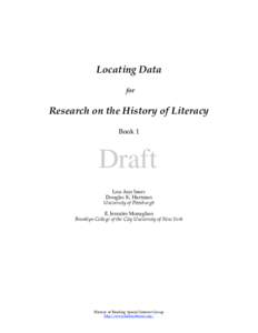 Locating Data for Research on the History of Literacy Book 1